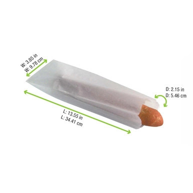 White Paper Sandwich Bag - L:13.4in W:4.7in H:1.6in - 1000 pcs White Paper Sandwich Bag - L:13.4in W:4.7in H:1.6in - 1000 pcs