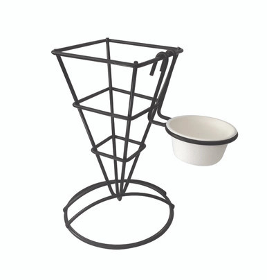 Black Reusable Metal Cone Holder - D:3.5in H:7.1in - 6 pcs Black Reusable Metal Cone Holder - D:3.5in H:7.1in - 6 pcs