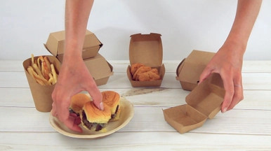 Kraft Corrugated Hamburger Clamshell Take Out Box - 18oz L:5.7in W:5.3in H:3.2in - 500 pcs Kraft Corrugated Hamburger Clamshell Take Out Box - 18oz L:5.7in W:5.3in H:3.2in - 500 pcs