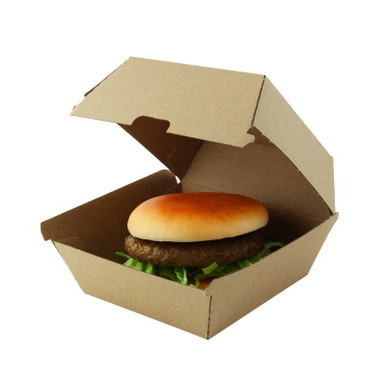 Kraft Corrugated Hamburger Clamshell Take Out Box - 18oz L:5.7in W:5.3in H:3.2in - 500 pcs Kraft Corrugated Hamburger Clamshell Take Out Box - 18oz L:5.7in W:5.3in H:3.2in - 500 pcs
