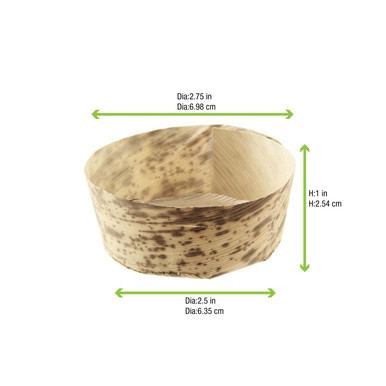 ANNO Round Mini Bamboo Leaf Basket - 3oz D:2.8in H:0.8in - 1000 pcs ANNO Round Mini Bamboo Leaf Basket - 3oz D:2.8in H:0.8in - 1000 pcs