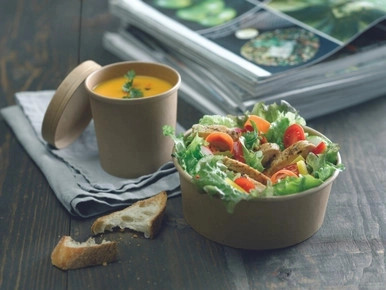 Round Kraft Salad Bucket with PET Lid Included - 40oz D:7.2in H:2.6in - 200 pcs Round Kraft Salad Bucket with PET Lid Included - 40oz D:7.2in H:2.6in - 200 pcs