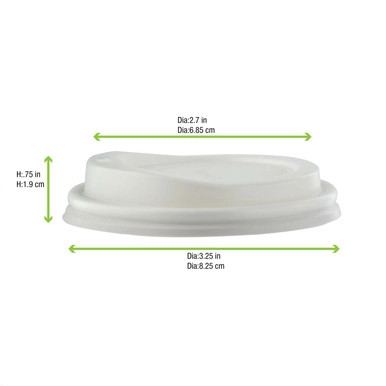 Compostable coffee lid for 8oz - D:3.15in - 1000 pcs Compostable coffee lid for 8oz - D:3.15in - 1000 pcs