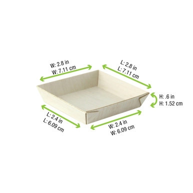 Mini Square Samurai Wooden Tray - 2oz L:2.8in W:2.8in H:0.6in - 200 pcs Mini Square Samurai Wooden Tray - 2oz L:2.8in W:2.8in H:0.6in - 200 pcs