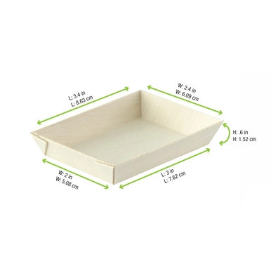 Mini Rectangular Samurai Wooden Tray - 2oz L:3.3in W:2.4in H:0.6in - 200 pcs Mini Rectangular Samurai Wooden Tray - 2oz L:3.3in W:2.4in H:0.6in - 200 pcs