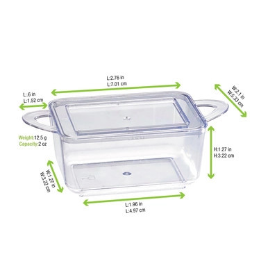 LOUKIA Transparent Casserole Dish with Rigid Lid - 2.5oz L:2.5in W:2in H:1.1in - 144 pcs LOUKIA Transparent Casserole Dish with Rigid Lid - 2.5oz L:2.5in W:2in H:1.1in - 144 pcs