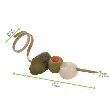 Bamboo Top Twisted Skewers - L:3.5in - 2000 pcs