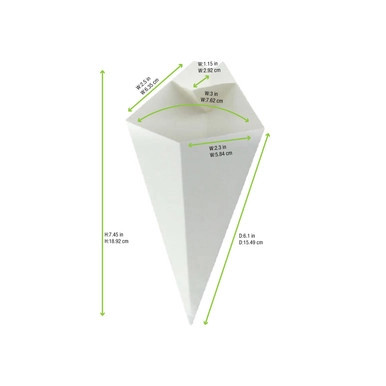 White Paper Cones with Built in Dipping Sauce Compartment - 5oz L:7.5in W:4.5in - 500 pcs White Paper Cones with Built in Dipping Sauce Compartment - 5oz L:7.5in W:4.5in - 500 pcs