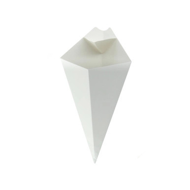 White Paper Cones with Built in Dipping Sauce Compartment - 14oz L:11in W:6.5in - 500 pcs White Paper Cones with Built in Dipping Sauce Compartment - 14oz L:11in W:6.5in - 500 pcs