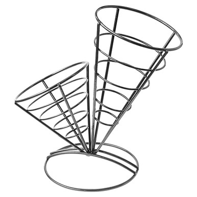 Black Reusable Iron Conical Baskets (2 Cones) - D:3.9in H:8in - 6 pcs Black Reusable Iron Conical Baskets (2 Cones) - D:3.9in H:8in - 6 pcs