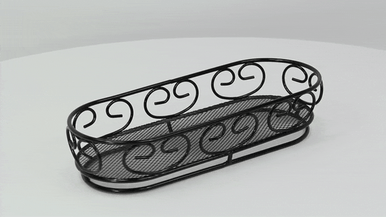 Black Reusable Steel Bread Basket - L:9.2in W:3.5in H:2in - 6 pcs Black Reusable Steel Bread Basket - L:9.2in W:3.5in H:2in - 6 pcs