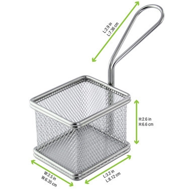 Small Reusable Stainless Steel Fryer Basket - 10oz L:3.3in W:2.8in H:2.6in - 6 pcs Small Reusable Stainless Steel Fryer Basket - 10oz L:3.3in W:2.8in H:2.6in - 6 pcs