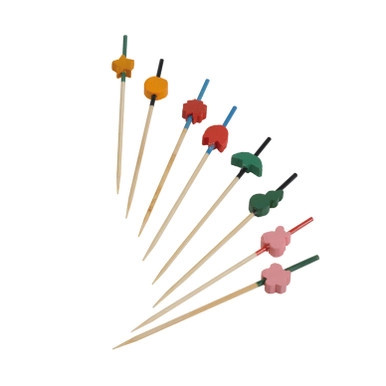 Bamboo Art Skewers (Assorted Colors & Designs) - L:3.5in - 2000 pcs