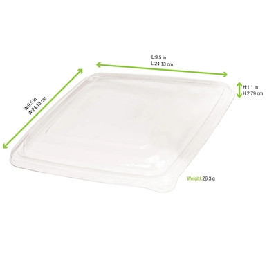 Clear PET Lid for 210APOUP1000 - L:9.25in W:9.25in H:1.1in - 100 pcs Clear PET Lid for 210APOUP1000 - L:9.25in W:9.25in H:1.1in - 100 pcs