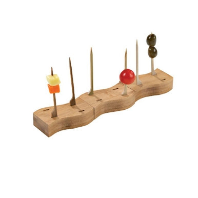 HAYA 4 Holes Thick Bamboo Paddle Picks Holder + 20 Bamboo Paddle Picks - L:4.1in W:1.5in H:0.75in - 504 pcs