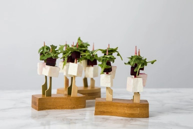 HAYA 4 Holes Thick Bamboo Paddle Picks Holder + 20 Bamboo Paddle Picks - L:4.1in W:1.5in H:0.75in - 504 pcs