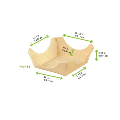 WOODSY Wooden Square Plate - 1.75oz L:2.3in W:2.25in H:0.95in - 288 pcs WOODSY Wooden Square Plate - 1.75oz L:2.3in W:2.25in H:0.95in - 288 pcs