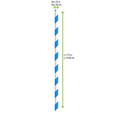 Blue Striped Paper Straws - D:0.23in L:8.3in - 600 pcs