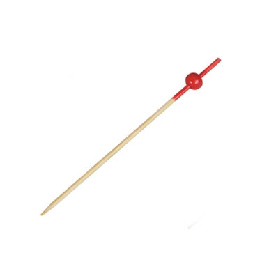 KYOTO Bamboo Pick with 1 Red Bead & Red End - L:3.5in - 2000 pcs