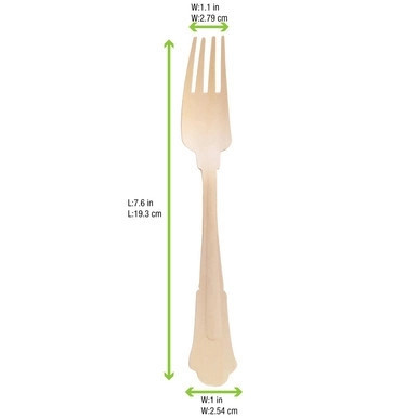 Unwrapped Elegant Wooden Fork - L:7.5in - 500 pcs