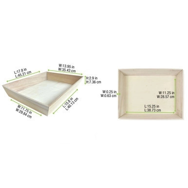 NOAH40H Heavy Duty Wooden Tray - Top:L:17.9in W:14in Bottom:L:16in W:12in H:3in - 10 pcs NOAH40H Heavy Duty Wooden Tray - Top:L:17.9in W:14in Bottom:L:16in W:12in H:3in - 10 pcs