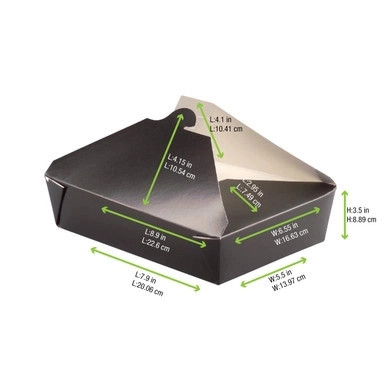 Black Meal Box - 100oz Base:L:7.7in W:5.5in H:3.5in Top:L:8.5in W:6.3in H:3.5in - 160 pcs