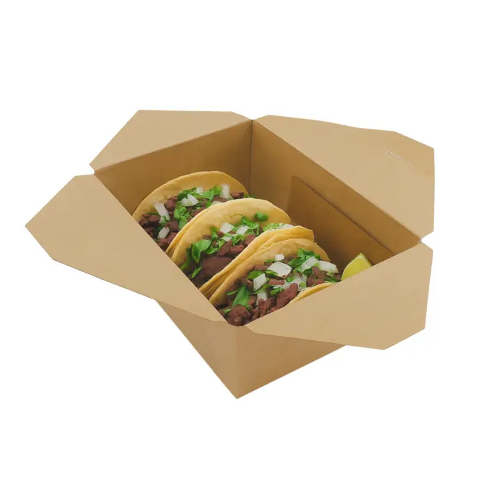 Kraft Meal Box - 100oz Base:L:7.7in W:5.5in H:3.5in Top:L:8.5in W:6.3in H:3.5in - 160 pcs