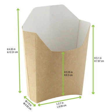 Small Kraft French Fry Pails - 8.5oz L:4.7in W:3.7in H:4.9in - 2000 pcs Small Kraft French Fry Pails - 8.5oz L:4.7in W:3.7in H:4.9in - 2000 pcs