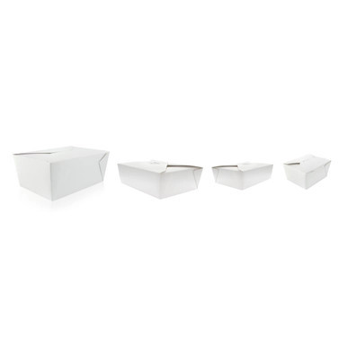 White Meal Box - 50oz Base:L:7.75in W:5.5in H:2in Top:L:8.5in W:6.3in H:2in - 200 pcs