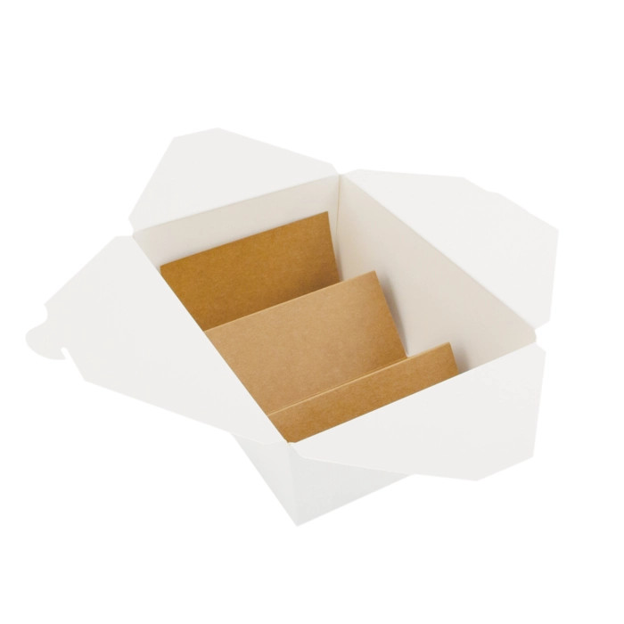 White Meal Box - 100oz Base:L:7.7in W:5.5in H:3.5in Top:L:8.5in W:6.3in H:3.5in - 160 pcs