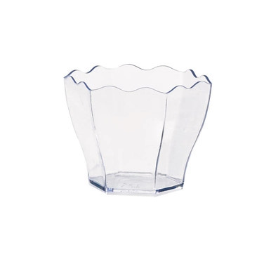 DEVA Flower Shaped Transparent Cup - 2oz D:2in H:1.75in - 600 pcs DEVA Flower Shaped Transparent Cup - 2oz D:2in H:1.75in - 600 pcs