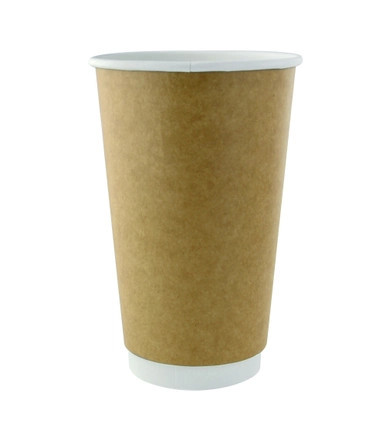 Double Wall Kraft Compostable Paper Cup - 20oz D:3.5in H:6.3in - 500 pcs