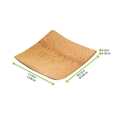 KRABI Bamboo Mini Square Dish - L:2.4in W:2.4in H:0.25in - 144 pcs KRABI Bamboo Mini Square Dish - L:2.4in W:2.4in H:0.25in - 144 pcs