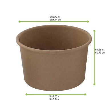 Brown Kraft Hot & Cold Paper Cup - 2.3oz D:2.4in H:1.35in - 1000 pcs Brown Kraft Hot & Cold Paper Cup - 2.3oz D:2.4in H:1.35in - 1000 pcs