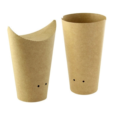 HAPPY FRIES Closable Perforated Kraft Snack Cup - 12oz D:2.36in H:5.5in - 1000 pcs