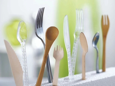 Wrapped Bamboo Cutlery 4/1 Kit (Knife, Fork, Spoon, Napkin) - L:6.3in - 250 kits