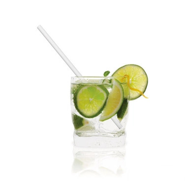 Durable Solid White Paper Straws - Wrapped - D:0.2in L:7.75in - 3000 pcs