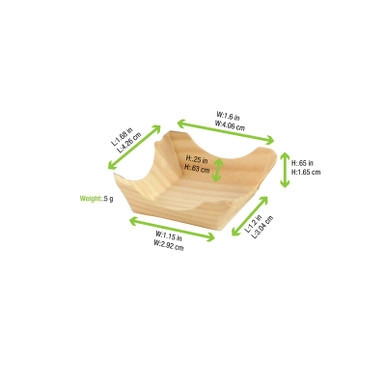 PIN UP Wooden Square Plate - 1.5oz L:1.5in W:1.5in H:0.65in - 1000 pcs