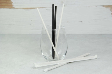 Durable Solid Black Paper Straws - Unwrapped - D:0.2in L:7.75in - 3000 pcs