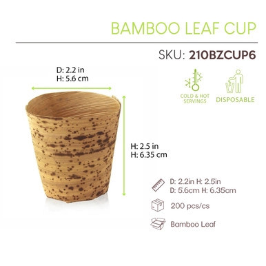 Bamboo Leaf Cup - 4oz D:2.2in H:2.5in - 200 pcs