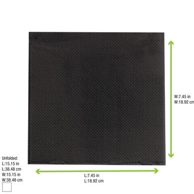 Point to point  Black Tissue Napkin - 15x15in 2 Ply, 1/4 Fold - 1440 pcs Point to point  Black Tissue Napkin - 15x15in 2 Ply, 1/4 Fold - 1440 pcs