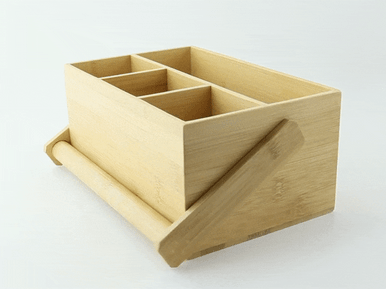 Bamboo Reusable Tool Box - L:9in W:5.8in H:4.2in with Handle Up:7.75in - 2 pcs