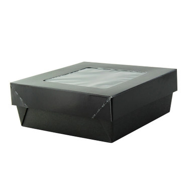 Bakeable Black Kray Box with PET Lid - 22oz L:5.3in W:5.3in H:2in Up to 350F(Base Only) - 100 pcs