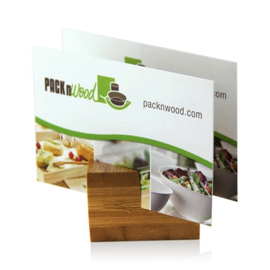 Bamboo Reusable Double Card Holder - L:1.5in W:1.5in H:1in - 100 pcs