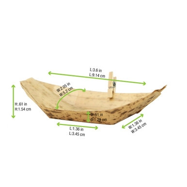Bamboo Leaf Boat - 1.5oz L:3.7in W:2.1in H:0.6in - 2000 pcs Bamboo Leaf Boat - 1.5oz L:3.7in W:2.1in H:0.6in - 2000 pcs