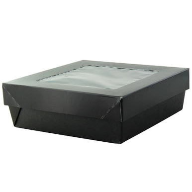 Bakeable Black Kray Box with PET Lid - 34oz L:6.1in W:6.1in H:2in Up to 350F(Base Only) - 100 pcs