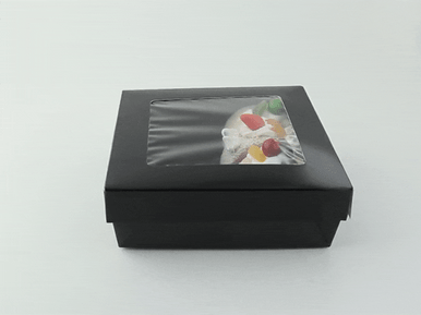 Bakeable Black Kray Box with PET Lid - 34oz L:6.1in W:6.1in H:2in Up to 350F(Base Only) - 100 pcs