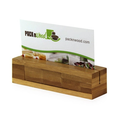 Bamboo Reusable Rectangular Card Holder - L:4in W:1in H:1in - 100 pcs