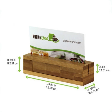 Bamboo Reusable Rectangular Card Holder - L:4in W:1in H:1in - 100 pcs