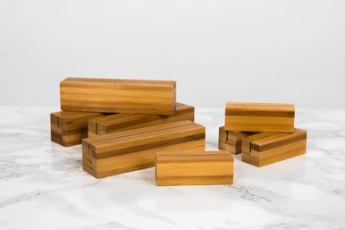 Bamboo Reusable Rectangular Card Holder - L:4in W:1in H:1in - 100 pcs